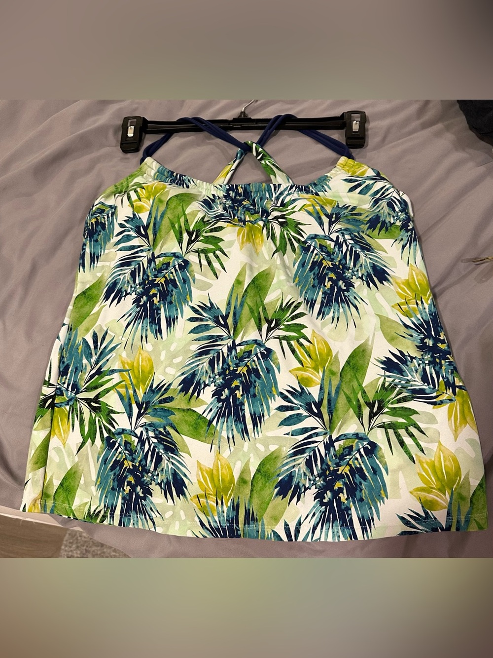 Tropical Palm Print Tankini Top